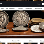 ** A bustling online marketplace showcasing rare coins, antique furniture, and artwork from around the world. Focus on the ease of access and global reach.

**
