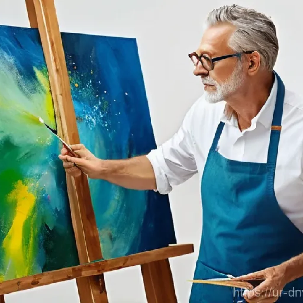 예술 작품 수집품의 가치 상승 요인 - **Prompt:** A masterful painter in their late 50s, with a wise and focused expression, meticulously ...