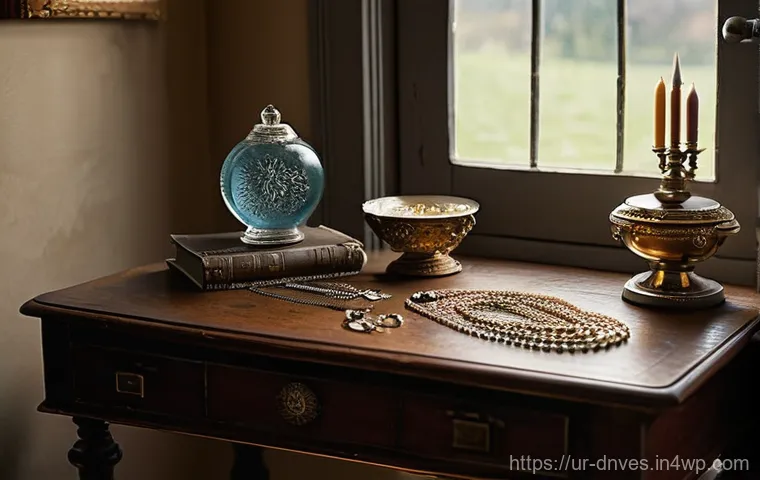 수집품의 역사적 가치 분석 - **Prompt 1: Nostalgic Heirloom Display**
A warmly lit, atmospheric still-life photo featuring ch...