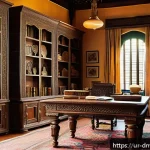 Home 21 시장 분석을 통한 수집품 투자 전략 - A detailed scene of a traditional Pakistani collector’s study room featuring rare antique coins disp...