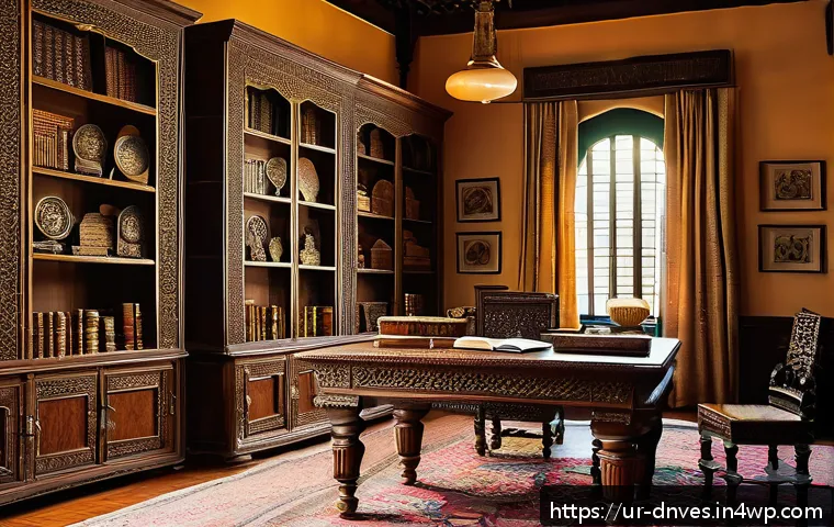 시장 분석을 통한 수집품 투자 전략 - A detailed scene of a traditional Pakistani collector’s study room featuring rare antique coins disp...